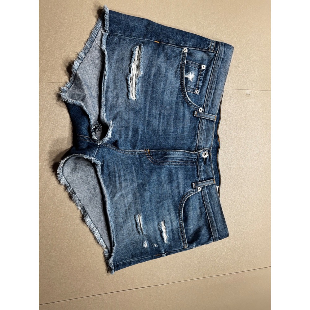 Rag & Bone Johny Distressed Denim Shorts Medium Wash Blue W1907K273JON Size 32